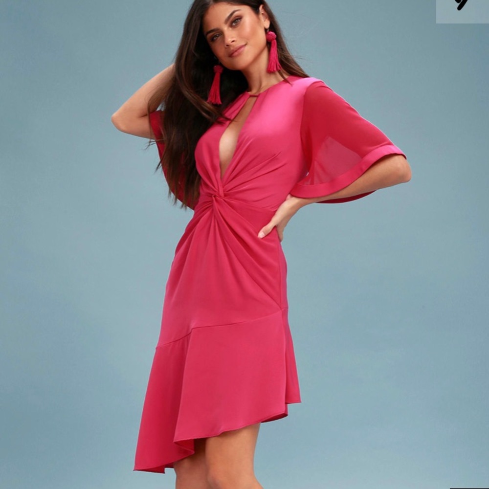 Fuchsia knotted midi dress